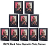 Ten black magnetic photo frames displaying women's portraits