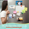 A collection of colorful and themed magnet blanks displayed on a refrigerator door.