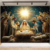 Starry Night Nativity Scene Backdrop for Christmas Celebrations