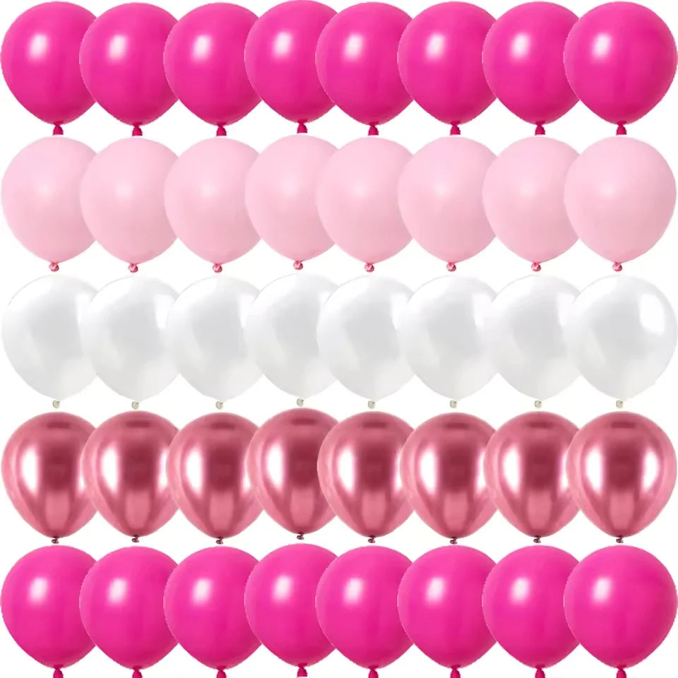 Rose Pink Metallic Latex Balloons for Parties & Celebrations