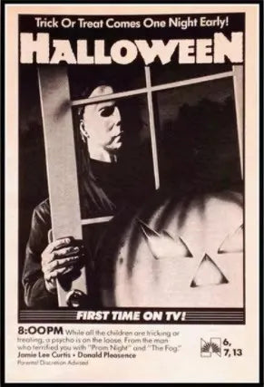 Poster for the Halloween movie featuring a menacing figure and the title in bold lettering