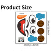 A product size diagram showing various cartoon face decals and an orange carrot shape, labeled 30cm/11.8inch.