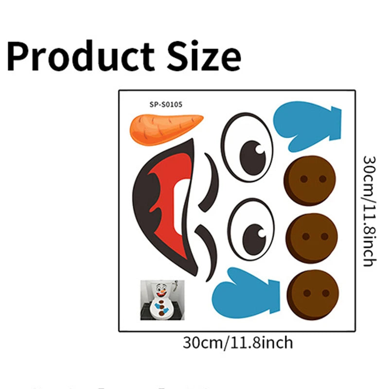 A product size diagram showing various cartoon face decals and an orange carrot shape, labeled 30cm/11.8inch.