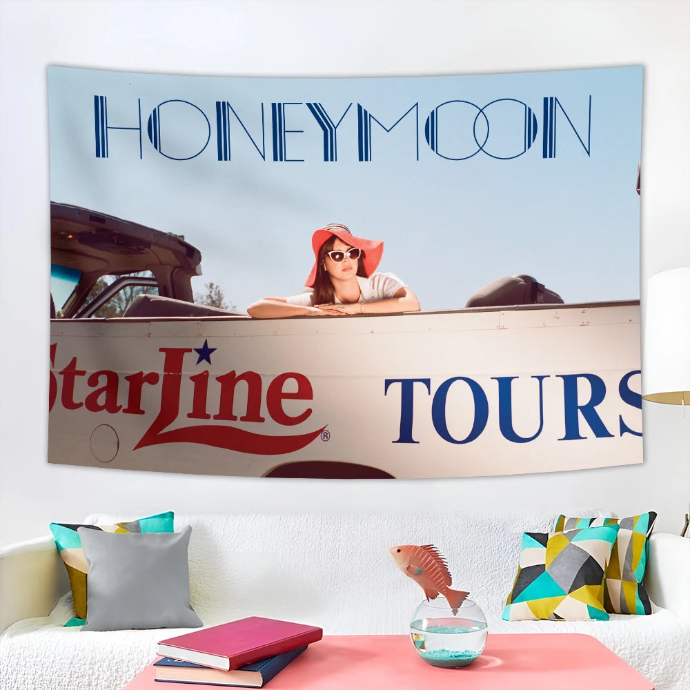 Banner with HONEYMOON and STARLINE TOURS, featuring a woman in a hat overlooking a landscape.