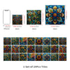 A set of 24 colorful tiles featuring floral and abstract patterns for wall decoration.