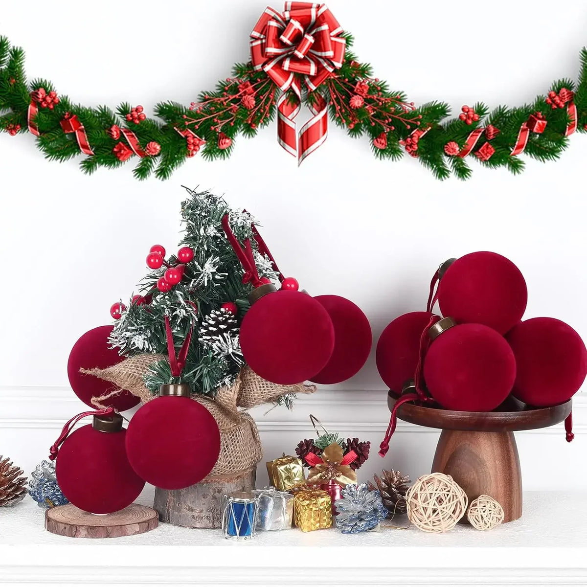 Velvet Christmas Ornaments with Flocked Finish