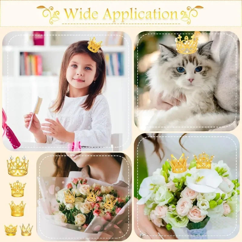 Mini Pearl Crown Cake Toppers for Weddings & Parties