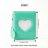 A mint green photo album with a heart-shaped cutout, designed to hold 3-inch cards and photos.