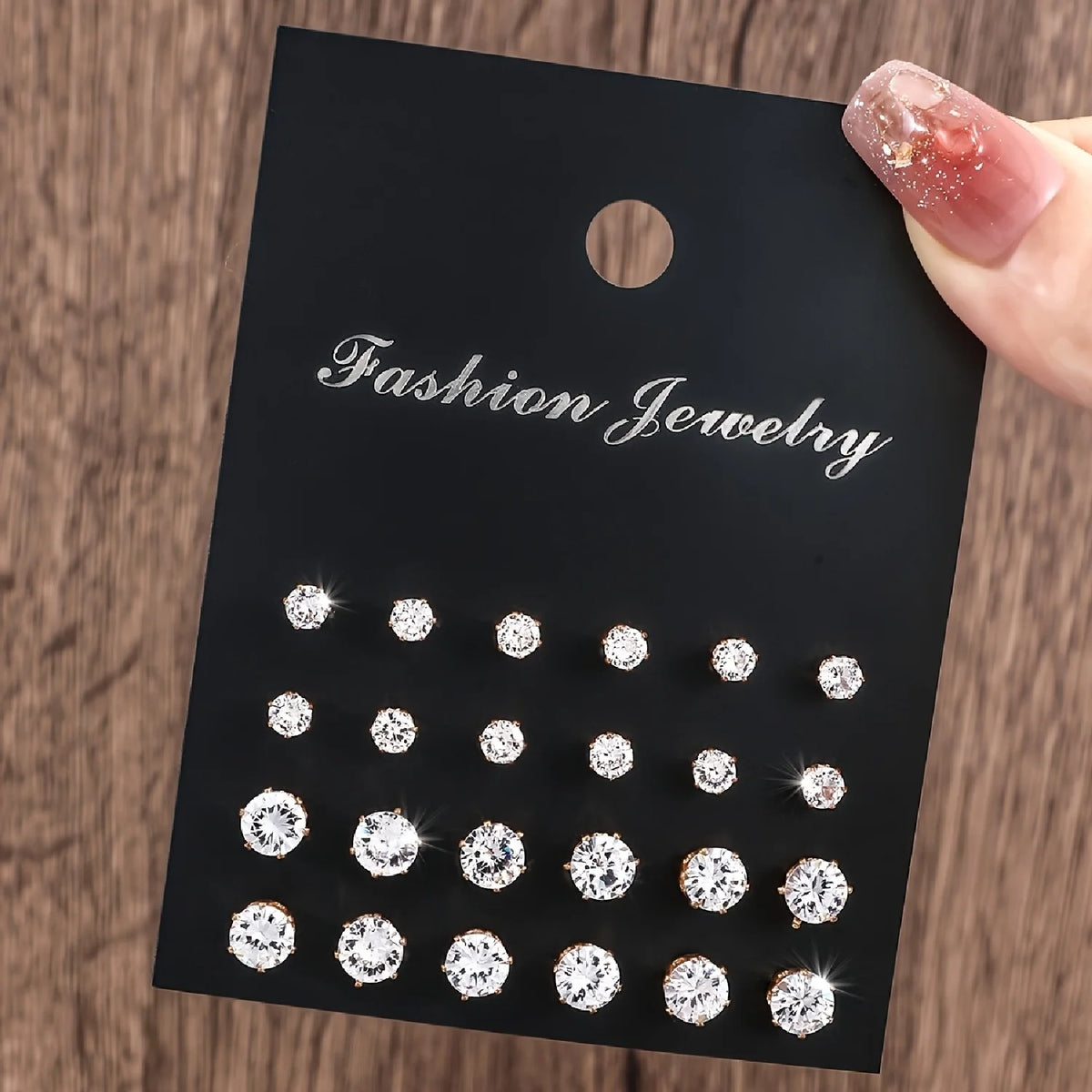 12-Pair Zircon Stud Earring Collection