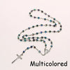 Multicolored vintage cross and Virgin Mary pendant rosary necklace