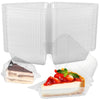 Clear reusable plastic containers for storing and transporting triangle cake slices.