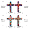 Two wooden cross wall art pieces featuring vibrant floral and religious designs in pink, orange, and blue.
