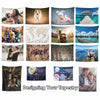 A collection of various tapestry designs including pets, landscapes, holiday themes, and portraits.