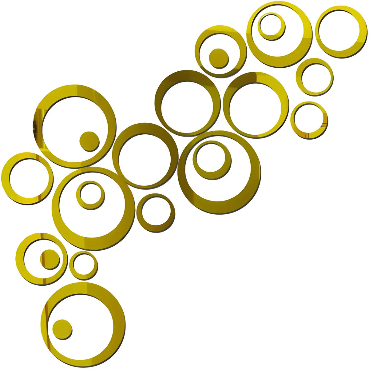 Set of 24 Gold & Silver Mirror Circle Wall Stickers