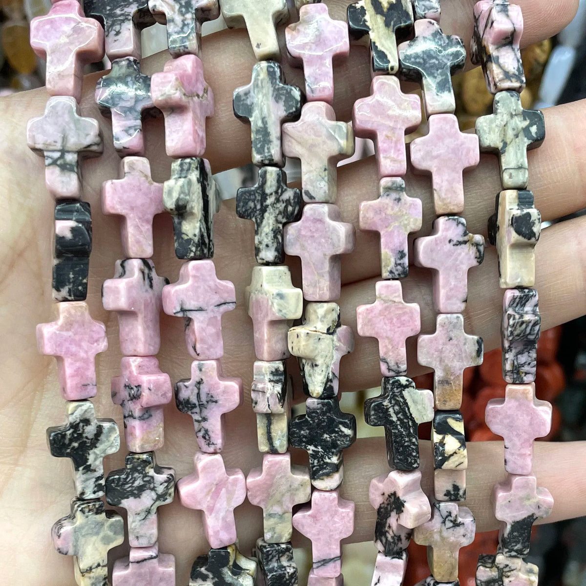 Natural Stone Cross Beads for Jewelry Making