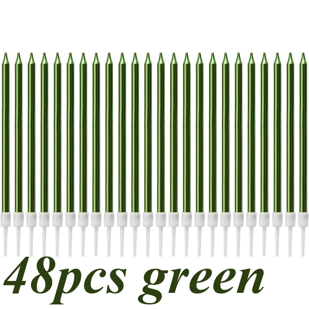 48 pieces of green birthday candles with white tips