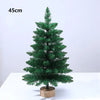 A 45cm artificial green pine tree with a warm glow displayed on a wooden base.