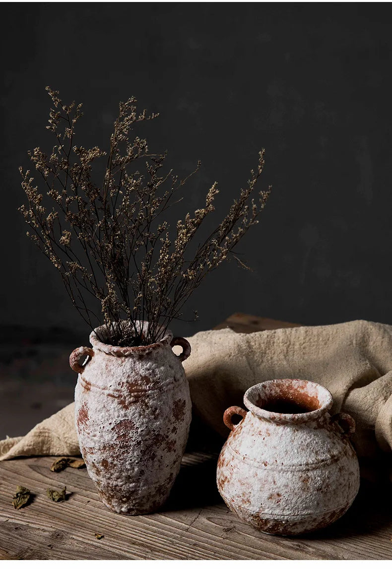 Mottled Ceramic Flower Vase – Antique Style Home Decor