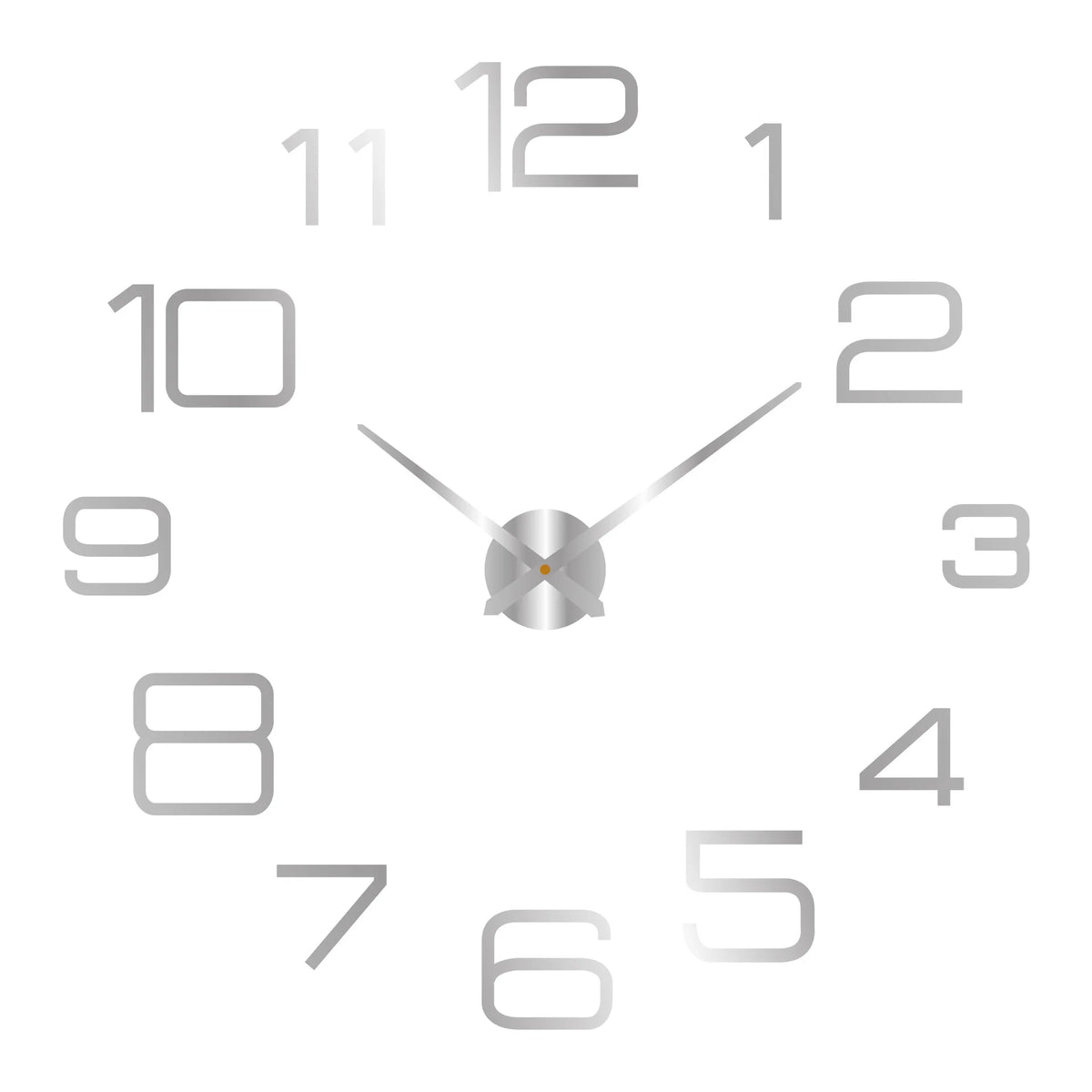 A modern 3D acrylic wall clock face showing the numbers 1 through 12 and a central hand.