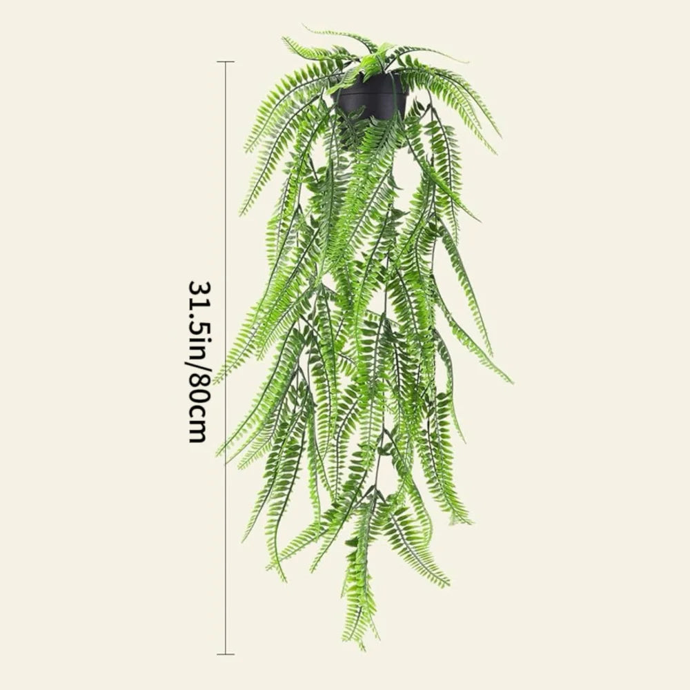 A set of four realistic hanging artificial ivy vines with bright green foliage used for indoor and outdoor decor.