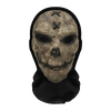 A realistic horror mesh balaclava mask with a weathered, aged appearance and small cross markings on the forehead.