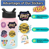 A set of inspirational quote stickers featuring text like Your Only Limit Is Yourself and Be Strong on a pink bottle backgrou