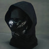 A black tactical silicone half-face mask is displayed against a gray background.