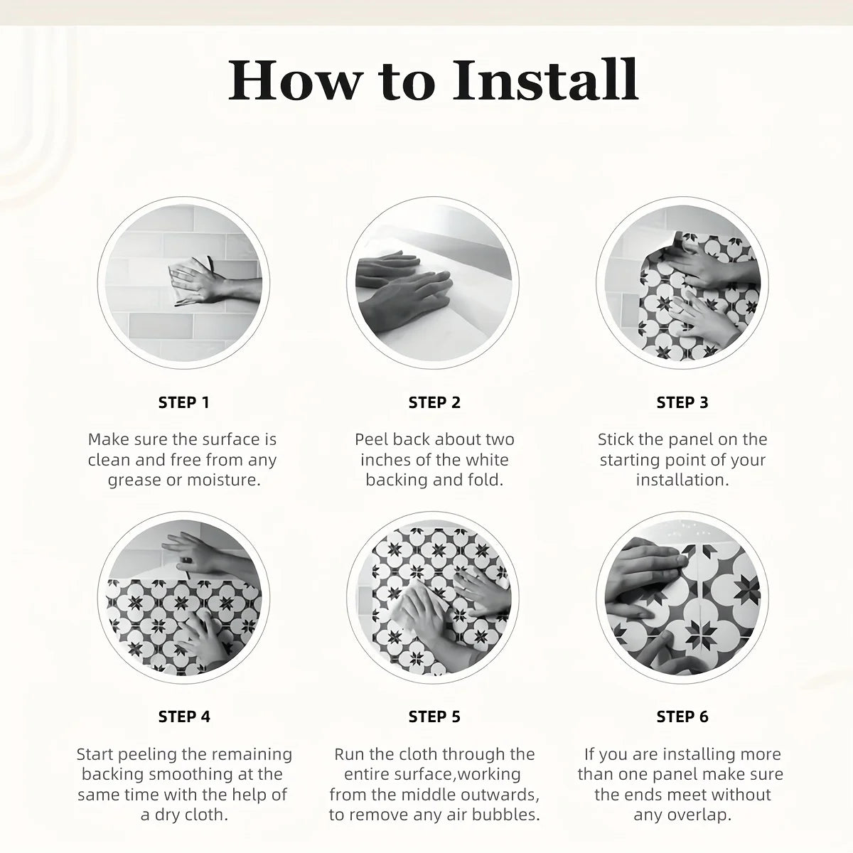 Instructions for installing Moroccan pattern floor stickers in six steps