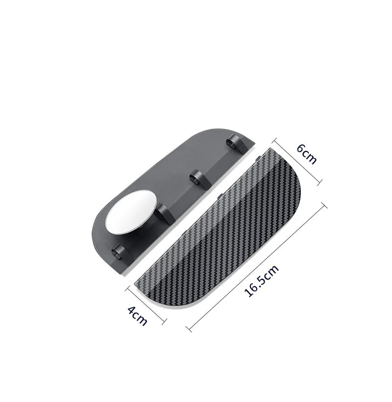 Black carbon fiber rearview mirror rain guard with integrated blind spot mirror