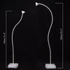 A white balloon arch kit with a curved stand and balloons shown against a black background.