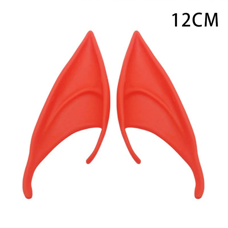 A pair of realistic red latex elf ears for cosplay and costume parties, measuring 12cm.