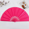A bright pink Tai Chi performance fan with durable plastic ribs shown against a white background.