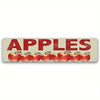A vintage tiki bar metal sign with the word APPLES painted in red on a white background.