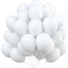 A bunch of white latex balloons clustered together for party decor