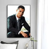 A portrait of Cristiano Ronaldo in a suit, displayed as modern wall art print.