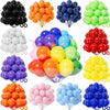 A collection of matte latex balloons in pink and blue colors, including clusters and arrangements.