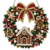 An LED-illuminated diamond painting wreath kit featuring a festive Christmas design with red, gold, and green elements.