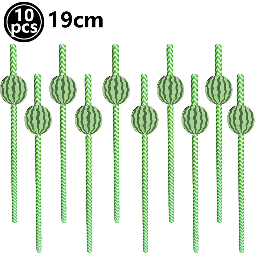 Dix ballons en papier d'aluminium à rayures vertes, 19 cm de long.