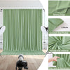 A vertical drape of light green wrinkle-free polyester backdrop curtains shown in a studio setting.