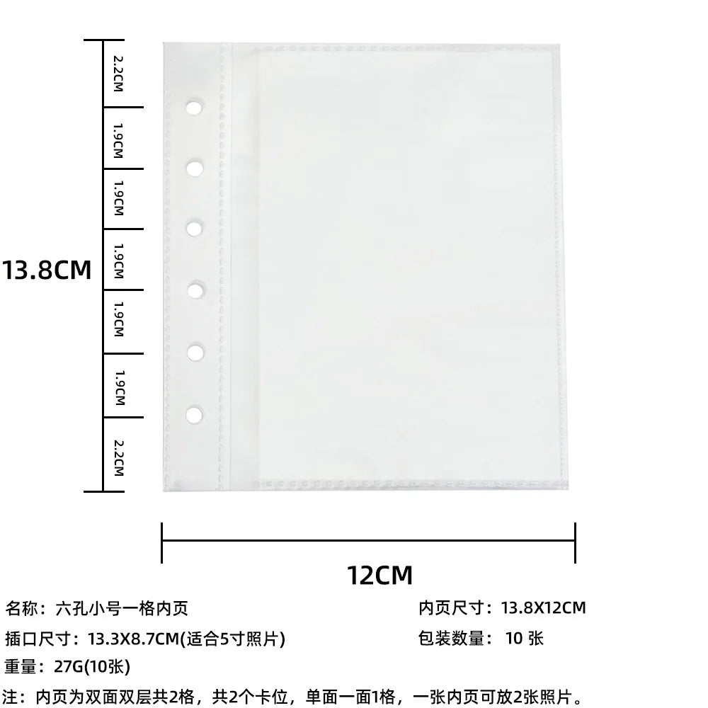 White leather photo album with measurements and details