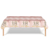 A pink diamond-themed birthday table runner with glitter accents and birthday wishes