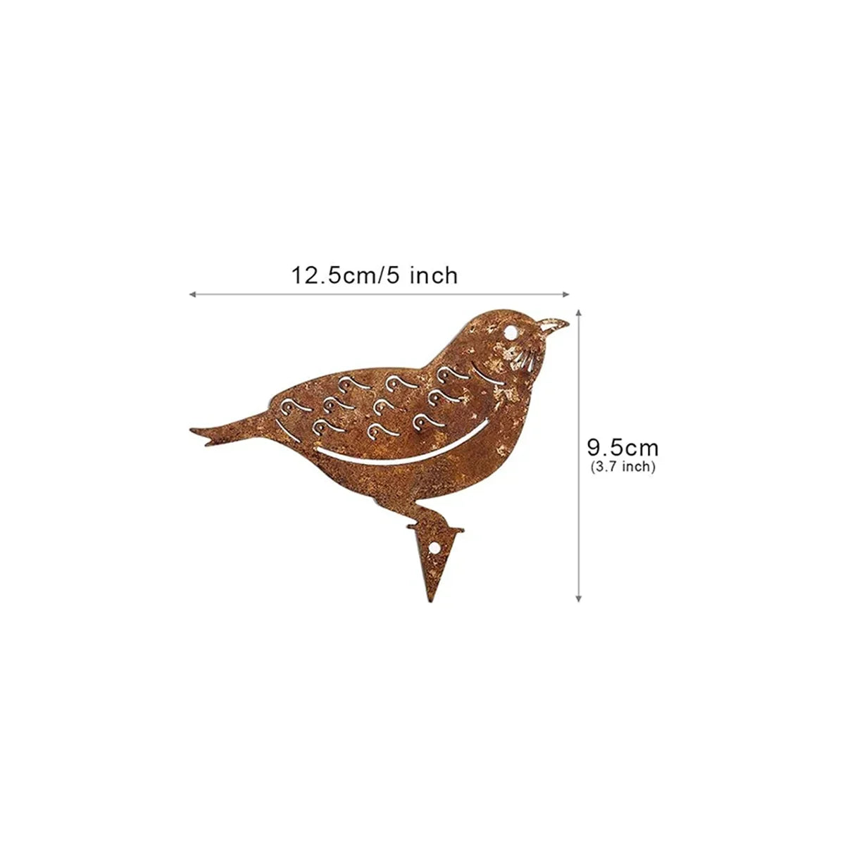 Rustic wrought iron cat ornament with a brown, textured finish and a pointed tail.