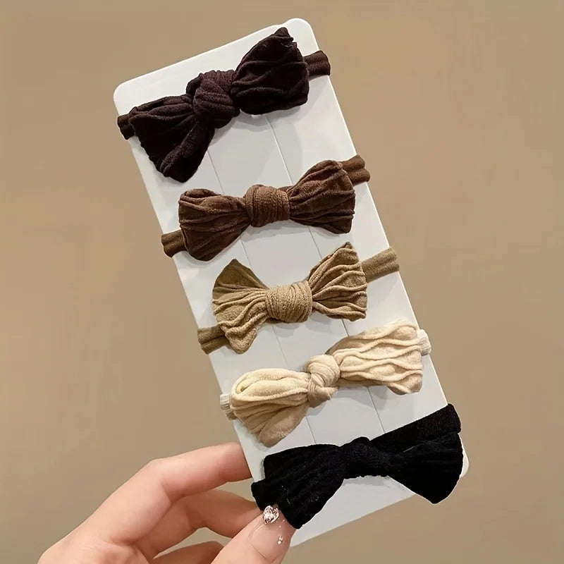 Elegant Bow Hair Ties Set for Women – Soft Stretch Fabric Ponytail Holders