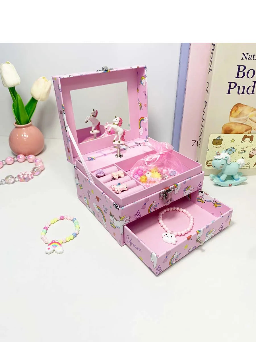 Ballet Jewelry Music Box with Rotating Dancer and Storage Drawer