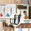 Rustproof zinc alloy wall hooks with screws for coats, bags, and towels displayed in various contexts.
