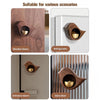 Magnetic wooden doorbell with a charming chime shown installed on various doors like wooden, refrigerator, entrance, and glas