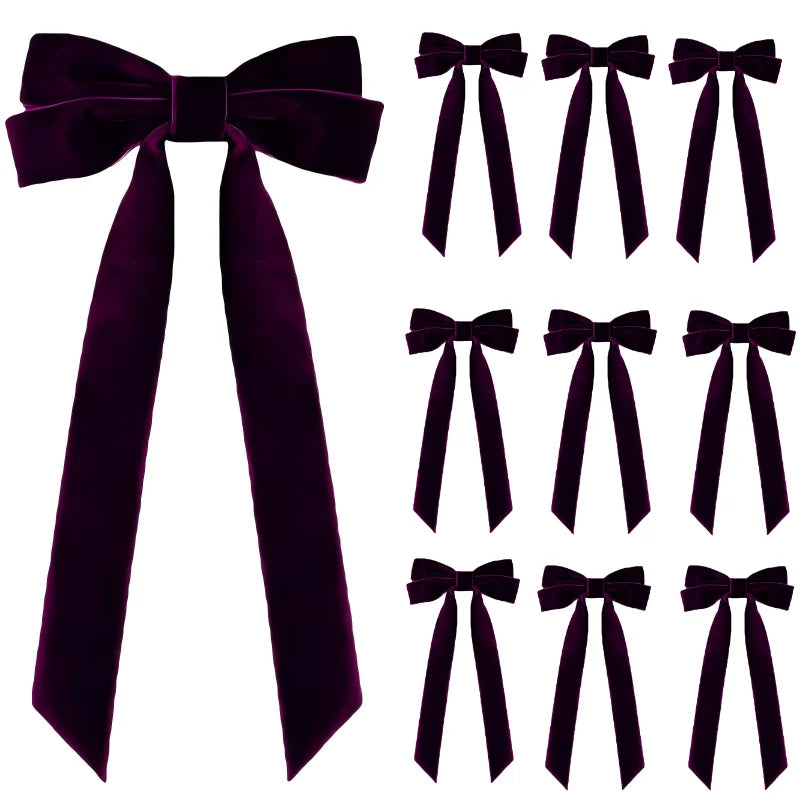 Red Velvet Christmas Tree Bows (10-Pack)