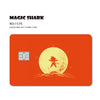 Orange credit card skin featuring a silhouette of a Super Saiyan character against a bright yellow moon background.