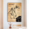A canvas wall art print featuring a stylized wolf illustration with fantasy text and dark background.
