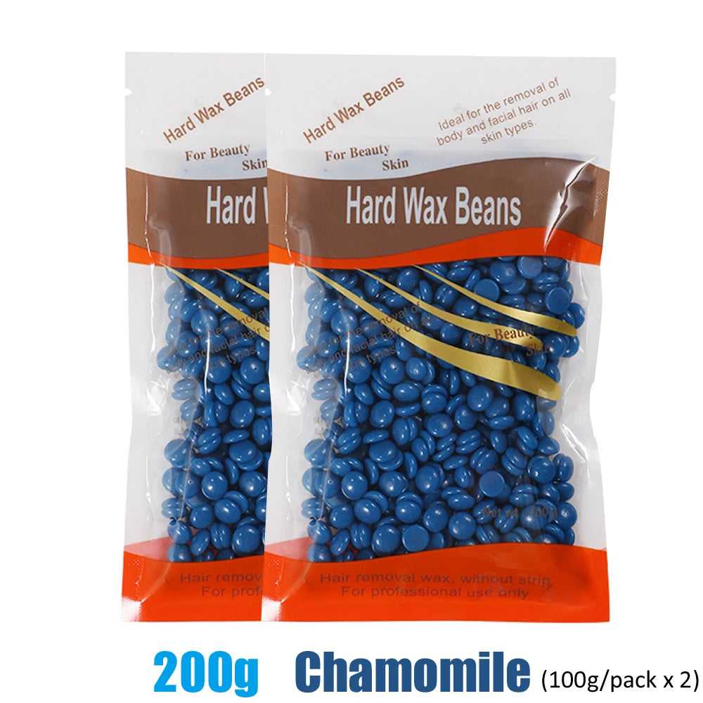 A package of Hard Wax Beans for body hair removal containing blue wax beans.